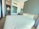 Spacious bedroom with modern design and en-suite bathroom