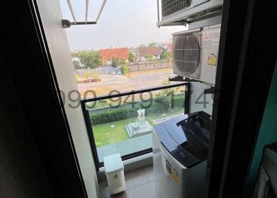 Compact balcony with outdoor air conditioning unit