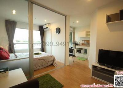 Compact and modern studio apartment interior with integrated living space