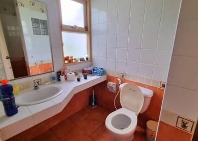 Spacious bathroom with natural light