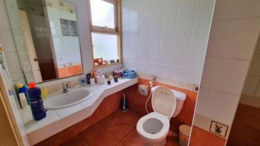 Spacious bathroom with natural light