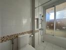 Modern bathroom with shower and natural light