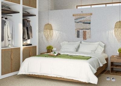 Cozy modern bedroom with well-organized closet space