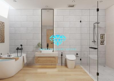 Modern bathroom with elegant fittings and clean design