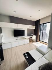 Modern living room interior with natural light and contemporary furniture