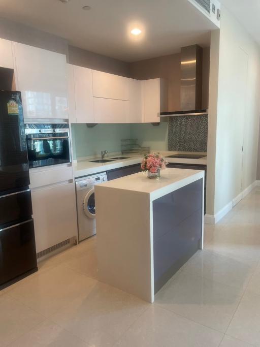 Modern kitchen with stainless steel appliances and center island