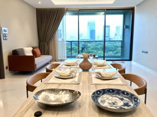 Modern dining area with a view and open plan layout