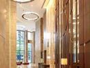 Elegant hotel or apartment building lobby with contemporary design