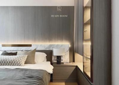 Modern bedroom with streamlined design and neutral color palette