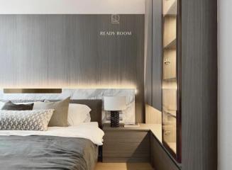 Modern bedroom with streamlined design and neutral color palette
