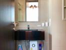 Modern bathroom interior with undermount sink and granite countertop