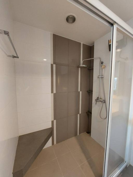 Modern bathroom interior with glass shower