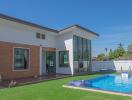Modern suburban house with pool