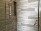 Modern bathroom with glass shower enclosure