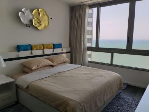 Modern bedroom with ocean view