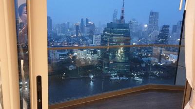 City skyline view from a high-rise apartment