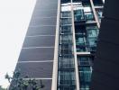 Modern high-rise residential building exterior with balconies and windows