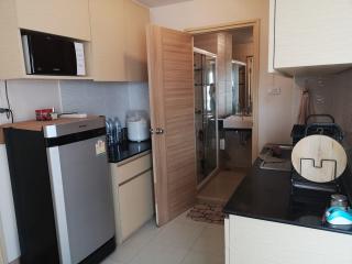 Compact modern kitchen with well-equipped appliances