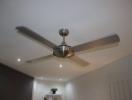 Modern ceiling fan with lights in a contemporary home interior