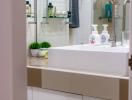 Modern bathroom interior with a well-lit vanity area