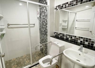 Modern bathroom interior with shower cabin