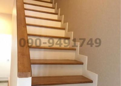 Modern wooden staircase in a residential home