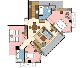 Floor plan of a modern apartment layout