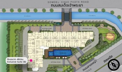 Illustrative site plan of real estate property with layout and amenities