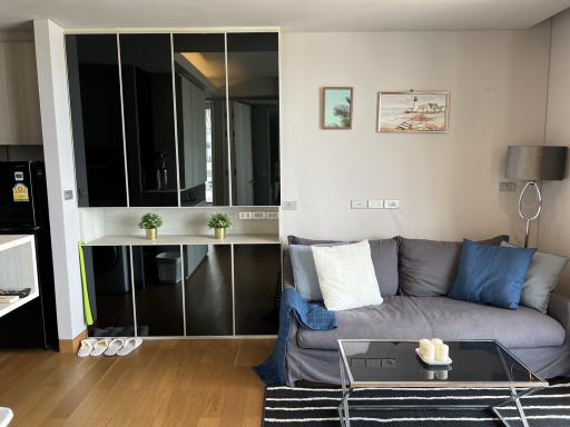 Modern living room with kitchen view in an apartment