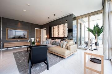 Modern living room with an open layout and ample natural light