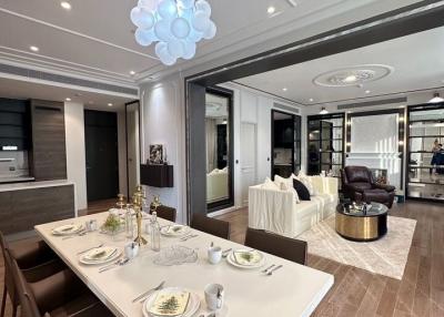 Elegant dining and living room space with modern furniture and stylish decor