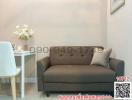 Cozy living room with modern sofa and minimalist decor