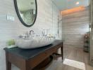 Modern bathroom interior with elegant sink and mirror