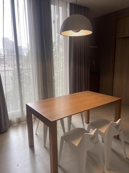 Contemporary dining area with natural light