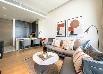 Modern living room with open dining area