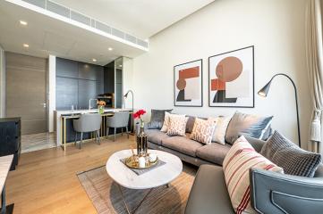 Modern living room with open dining area