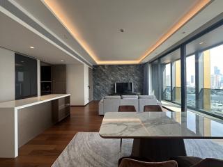 Modern living room with open space design and city view