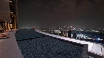 City view from high-rise building at night