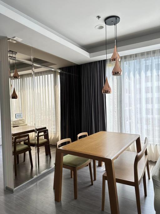 Modern dining room with natural light