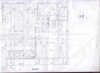 Architectural blueprint of an apartment layout