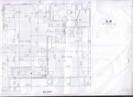 Architectural blueprint of an apartment layout