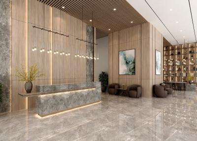 Modern building lobby with elegant design features