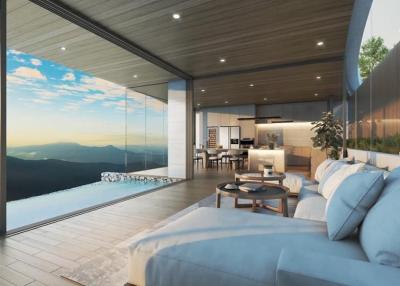 Modern living room with panoramic view and open-space concept