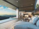 Modern living room with panoramic view and open-space concept