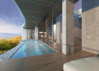 Luxurious outdoor infinity pool with a view of the mountains