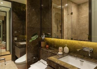 Modern bathroom with marble finishes and luxury fittings