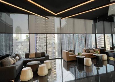 Modern living room with city view and luxurious interior design