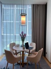 Modern dining area with natural light