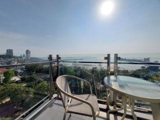 Spacious balcony with a scenic ocean view