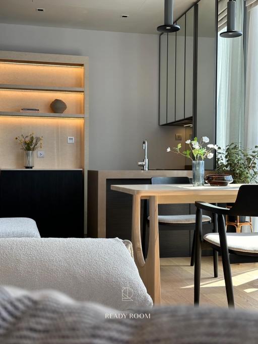 Modern kitchen with natural light and elegant interior design